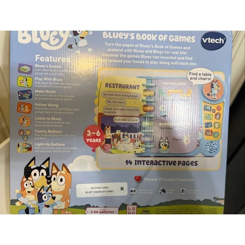 VTech Bluey's 14 Interactive Pages Book of Games Interactive Learning Toy NWOT